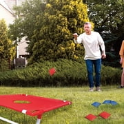 Portable Cornhole Board Set with 6 Bean Bags Corn Hole Toss Game Cornhole Games for Indoor and Outdoor Parties, Ideal for Kids, Adults, Camping Travel, Parties, Beach, Yard (Blue)
