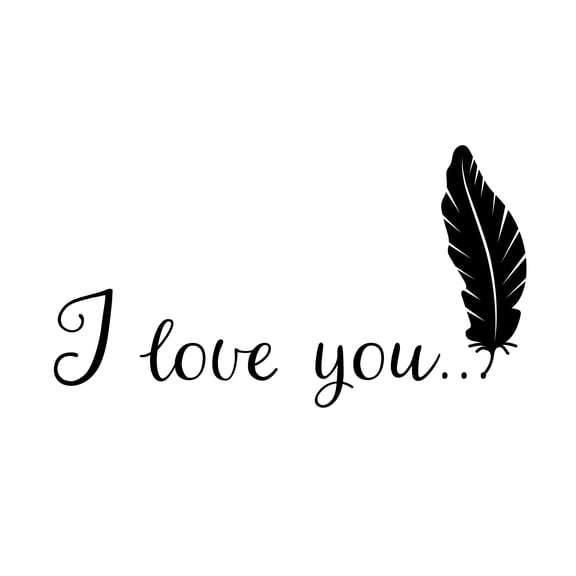 Vinyl Wall Art Decal - I Love You Feather - 16" x 22" - Modern Inspirational Valentine's Quote Sticker Cute Minimal Design For Home Bedroom Closet Kids Room Apartment Decor