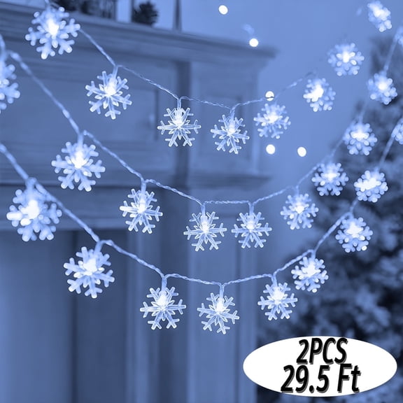 Christmas String Lights Snowflake LED Lights for Indoor Outdoor Holiday Wedding Xmas Tree New Year Garden Party Decorations 29.53 Ft