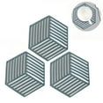 thumbnail image 2 of Posavasos de fieltro suave de 3 piezas, posavasos absorbentes hexagonales, almohadilla de aislamiento térmico de silicona resistente a altas temperaturas, posavasos de té de color sólido, 2 of 8
