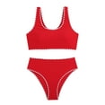 thumbnail image 5 of Women Soild Print Bikinis Swimsuit High Waist Bikini Set Two Pieces Beach Bathing Boys Swim Shorts 16-18 Swimsuit Tops for Women Large Bust Teen Swimsuit Girls Ladies Swimsuit plus Bathing Suit, 5 of 5