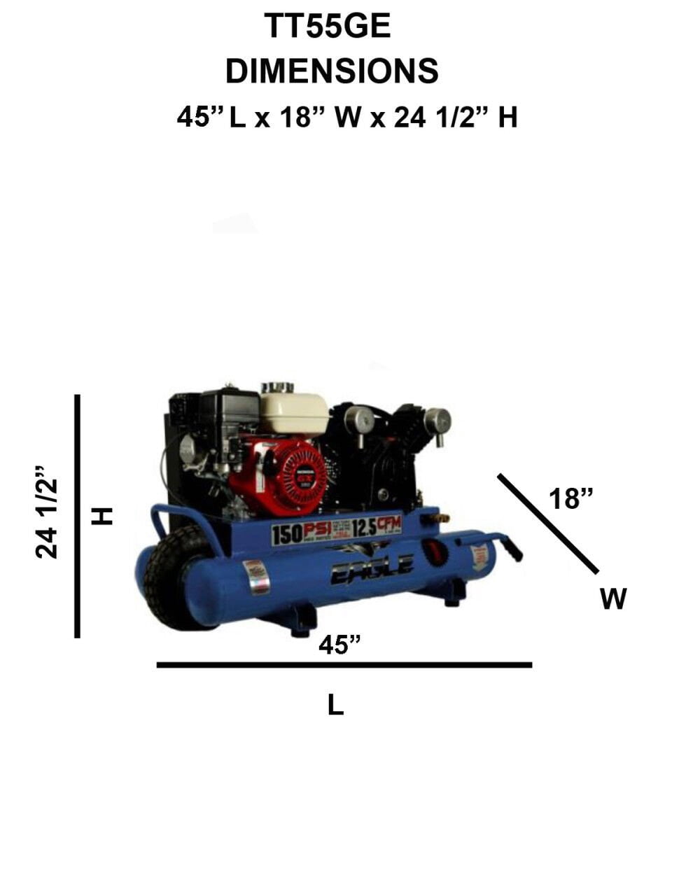 Eagle Compressor Portable Gas Wheel Barrow Air Compressor Electric Start 10 Gallon