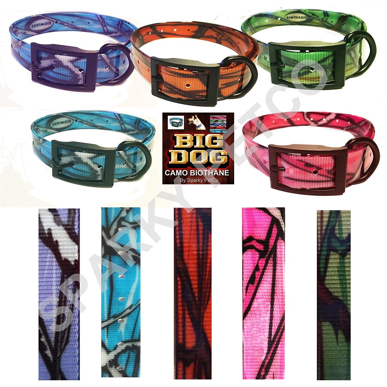 Sparky Pet Co 1 Heavy Duty High Flex Biothane Camo Replacement Strap Compatible Garmin Compatible with Petsafe Dogtra Systems