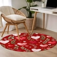 thumbnail image 5 of Valentine's Day Washable Area Rug&nbsp;4 ft Vintage Red Pink Dots Love Heart Roses Floral Leaf Red Soft Round&nbsp;Rugs for Living Room, Non Slip Carpet for Bedroom&nbsp;Entryway Dining Room, 5 of 9