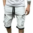 thumbnail image 2 of WREESH Men's Cargo Shorts Casual Solid Color Casual Drawstring Pockets Elastic Sports Shorts Outdoor Workout Shorts White, 2 of 6