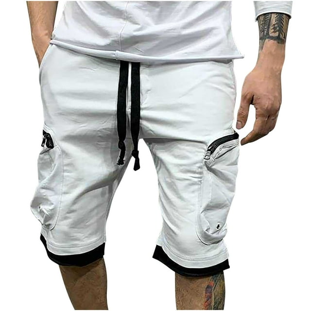 Cordón Atlético de Color Sólido para Hombre con Bolsillos, Pantalones Cortos Deportivos Casuales Elásticos para Hombres