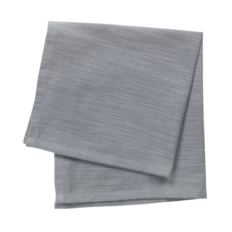 BLANKET STITCH NAPKINS SET OF 6, Linen-Grey, 18''x18''.