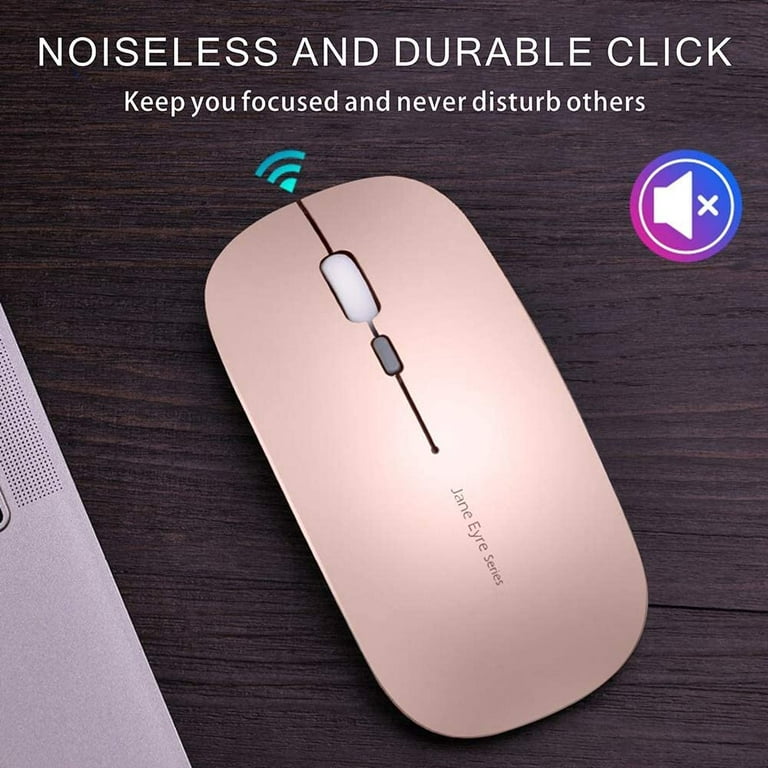 Uciefy Q5 Slim Rechargeable Wireless Mouse, 2.4G Portable Optical Silent  Ultra Thin Wireless Computer Mouse with USB Receiver and Type C Adapter
