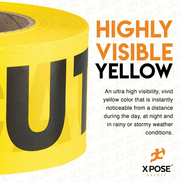 2pk Caution Tape Roll - 2 Rolls - 1000 Ft x 3 Inch Wide Each - Yellow Safety Tape for High Visibility Outdoor Warning, Flagging Construction Hazard, 2pk Caution Tape Roll - 2 Rolls - 1000 Ft x 3 Inch Wide Each - Yellow Safety Tape for High Visibility Outdoor Warning, Flagging Construction Hazard,