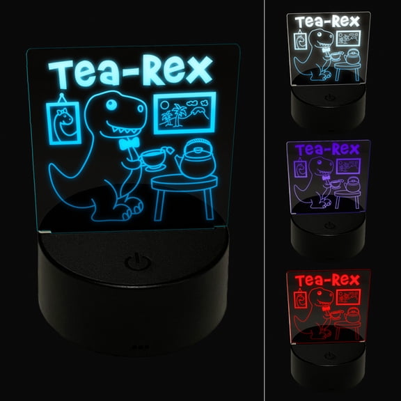 Tea Rex Tyrannosaurus Rex Dinosaur LED Night Light Sign 3D Illusion Desk Nightstand Lamp