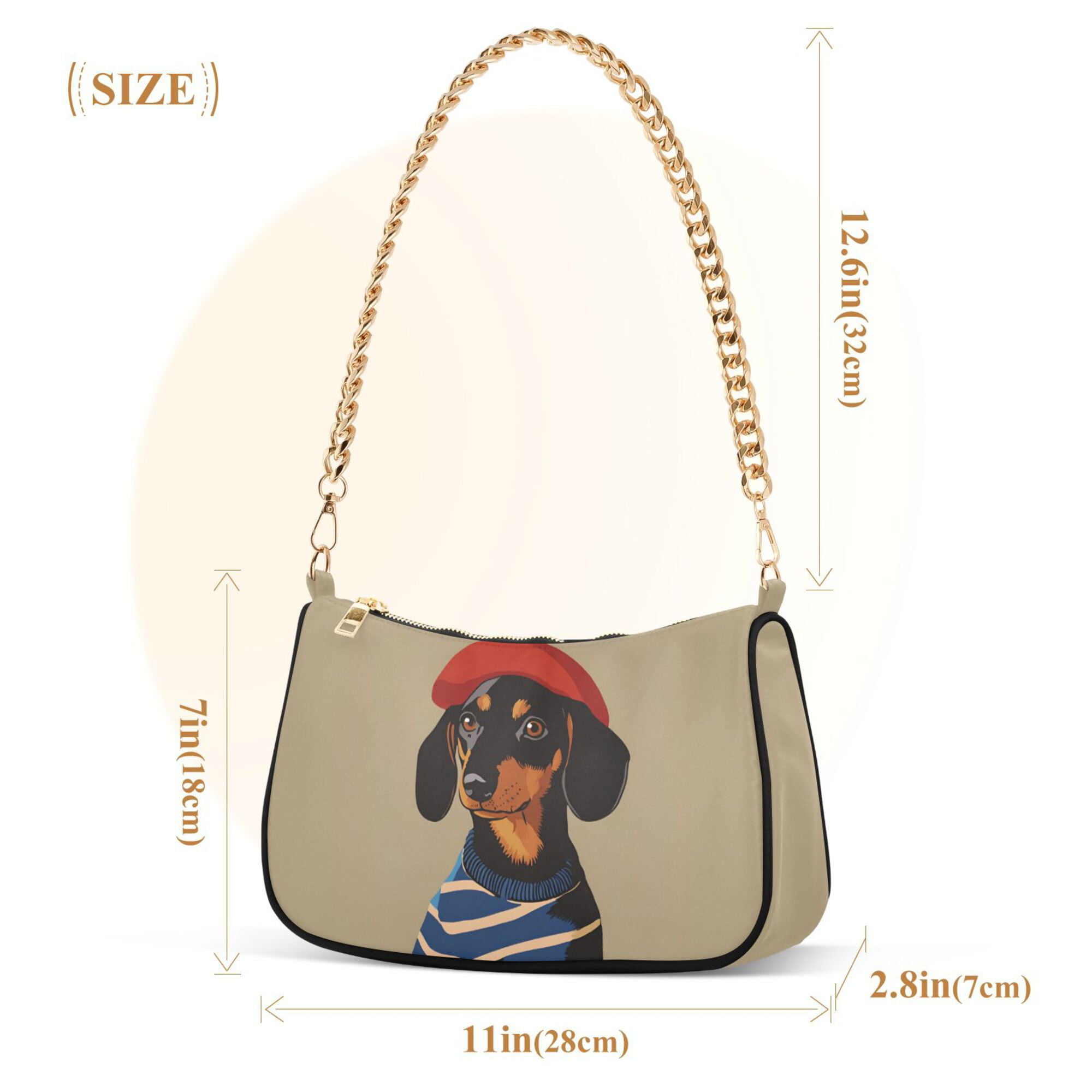 FORMRS Womens Shoulder Bag with Chain Strap Clutch Purse Cute Tote Handbag, Dog Artist