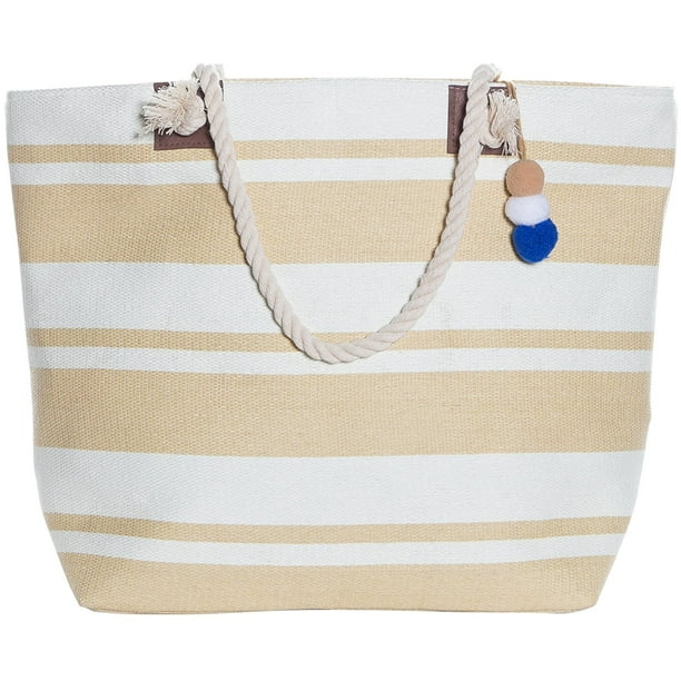 Pier 17 - Beach Bag By Pier 17 - Beach Tote Bag withTop Zipper Closure ...