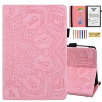 Dteck Case for Kindle Scribe 10.2 Inch 2022, Embossed PU Leather Credit Card Slots Holder Multiple Angle Stand Folio Flip Case Auto Wake/Sleep, Pink
