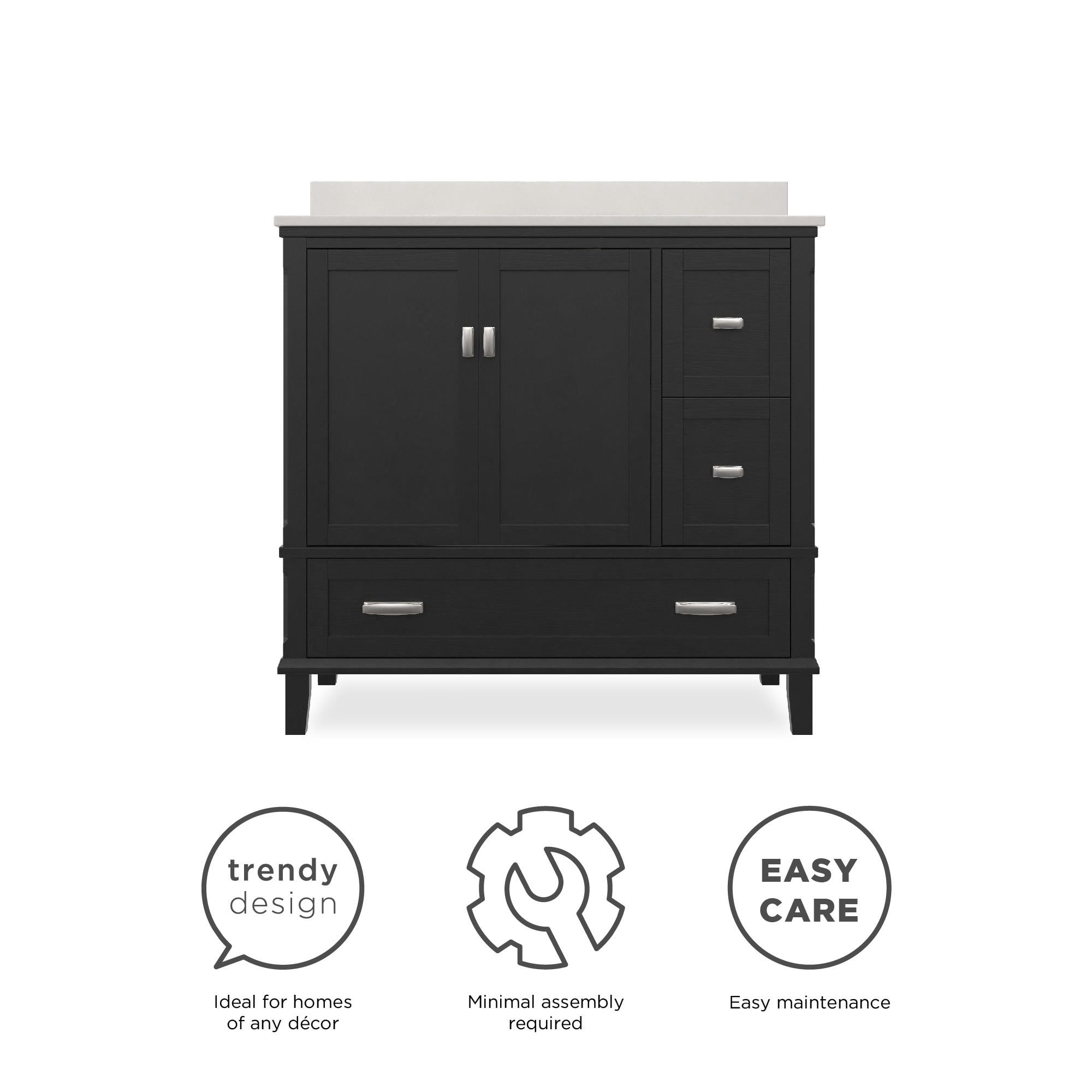 DHP Otum 36 Inch Bathroom Vanity with Sink, Black