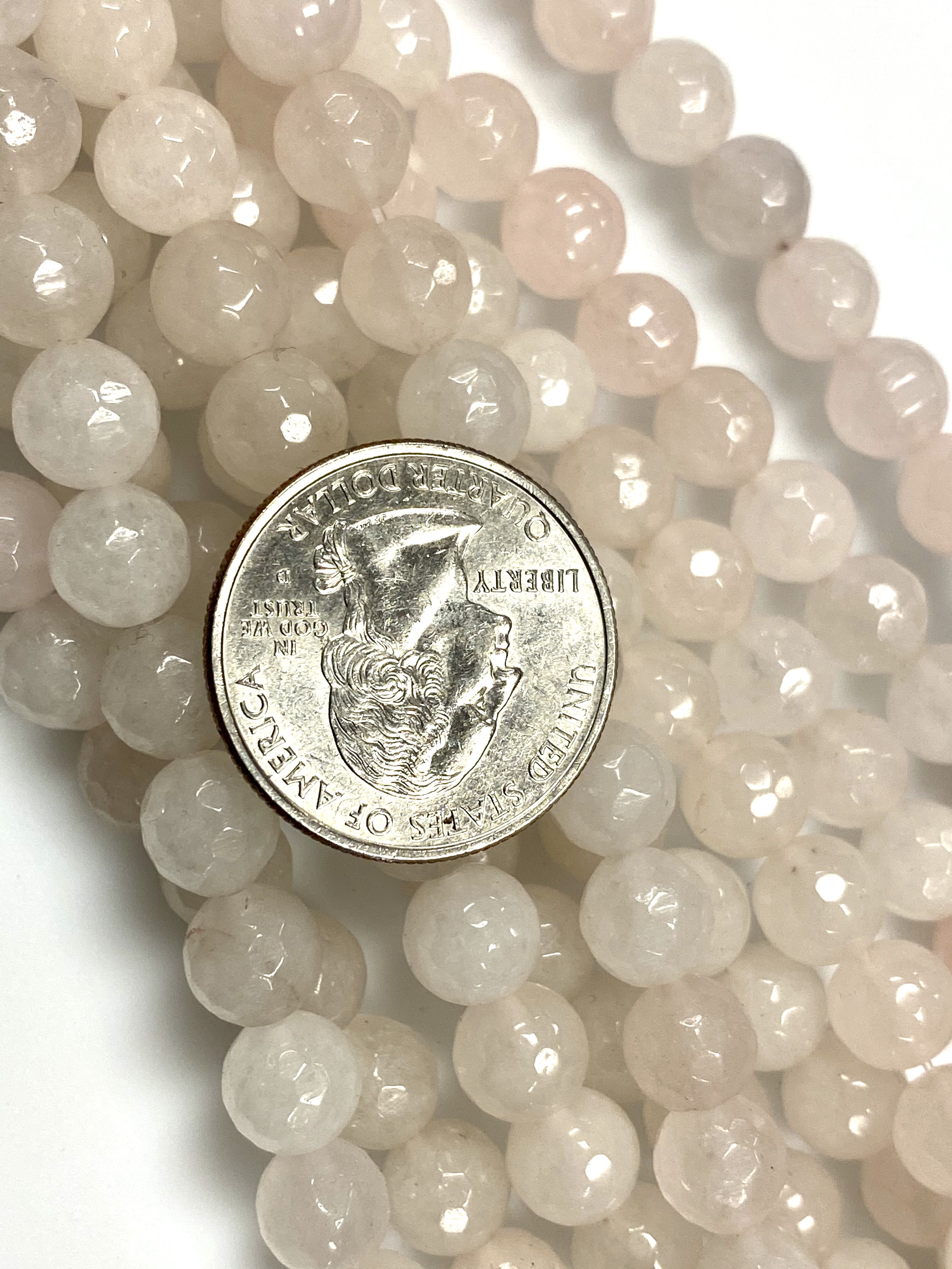 Rose Quartz, 8MM 100Pcs Natural Crystal Beads Stone Gemstone Round Loose Energy Healing Beads with Free Crystal Stretch Cord for Jewelry Making