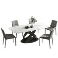thumbnail image 5 of 55"Modern White Dining Table for 4, Sintered Stone Tabletop Kitchen Table, Solid Black Carbon Steel Base, 5 of 7