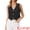 Black, variant on Women's Denim Vest Sleeveless Button Down Cropped Waistcoat L Blue