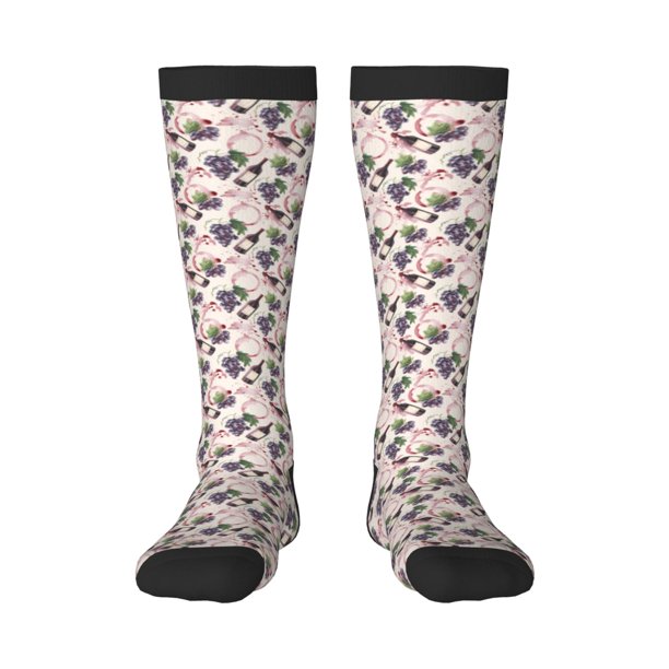 Balery Watercolor Wine Bottle Calcetines novedosos Calcetines deportivos Calcetines hasta la rodilla Calcetines de algodón Calcetines originales y geniales
