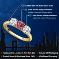 thumbnail image 2 of Gem Stone King 10K Yellow Gold Pink Tourmaline and White Moissanite Engagement Ring for Women | 1.52 Cttw | Round 5MM | Gemstone October Birthstone | Size 5, 2 of 7