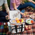thumbnail image 5 of FORMRS Insulated Cooler Bag 24 Cans Capacity Soft Leakproof Lunch Box with Side Pockets, Gray Snow Houses, 5 of 7