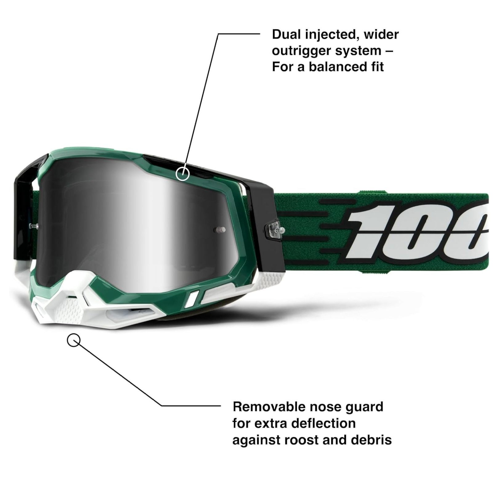 2 Bike & Motocross Goggles - MX and MTB Racing Protective Eyewear (MILORI - Mirror Silver Lens)