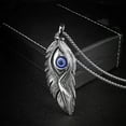 thumbnail image 7 of K-KED Blue Evil Eye Bird Feather Pendant Necklace for Men Women-Silver, 7 of 7