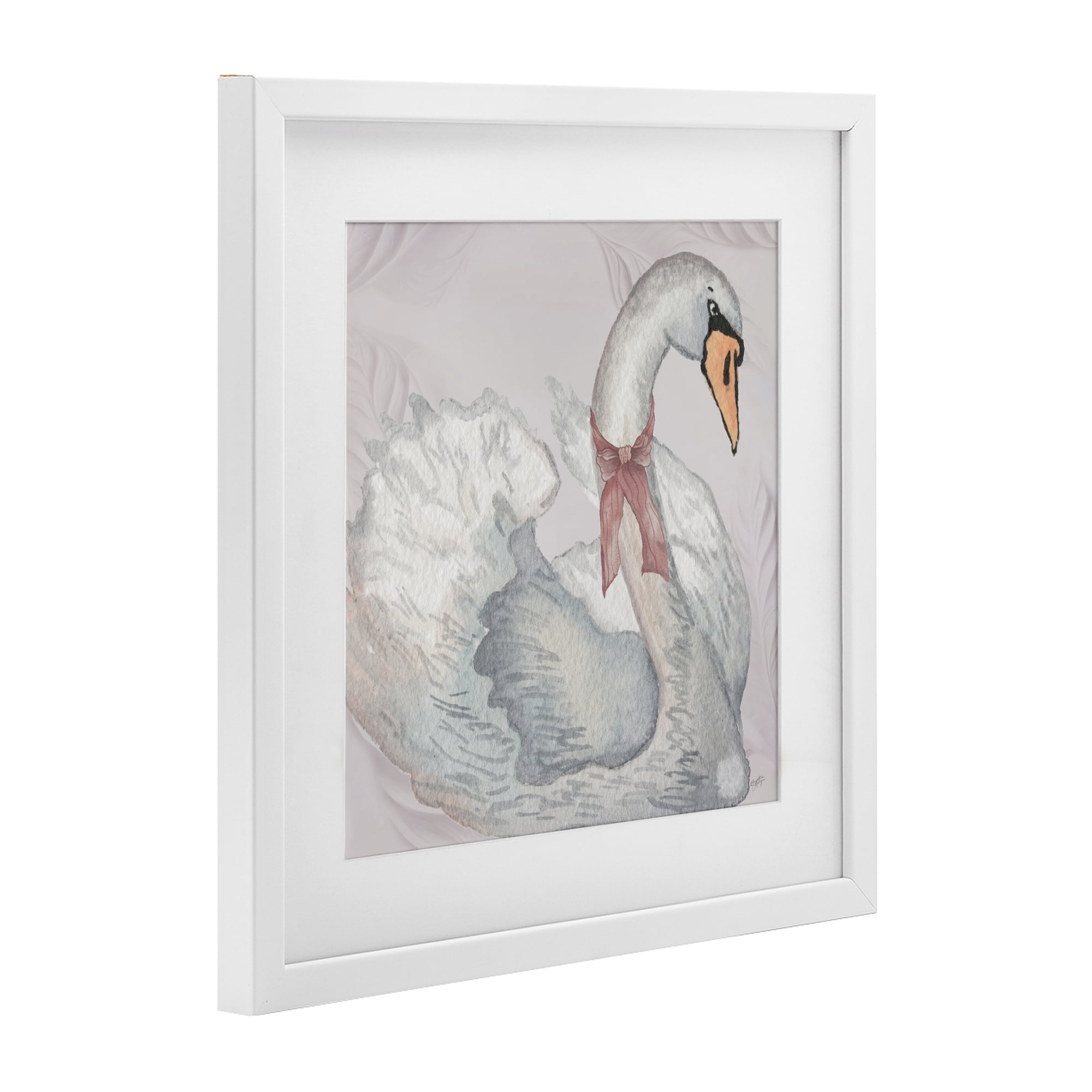 Stupell Industries Subdued Classic Swan White Framed Print Under Glass, design by Elizabeth Medley