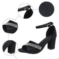 thumbnail image 6 of Rokment Womens Sparkly Rhinestones Dressy Sandals High Heels for Ladies Bride Wedding Fashion Glitter Black Suede Open Toe Chunky Block Heeled Ankle Strap Summer Dress Pumps B Size 6, 6 of 8