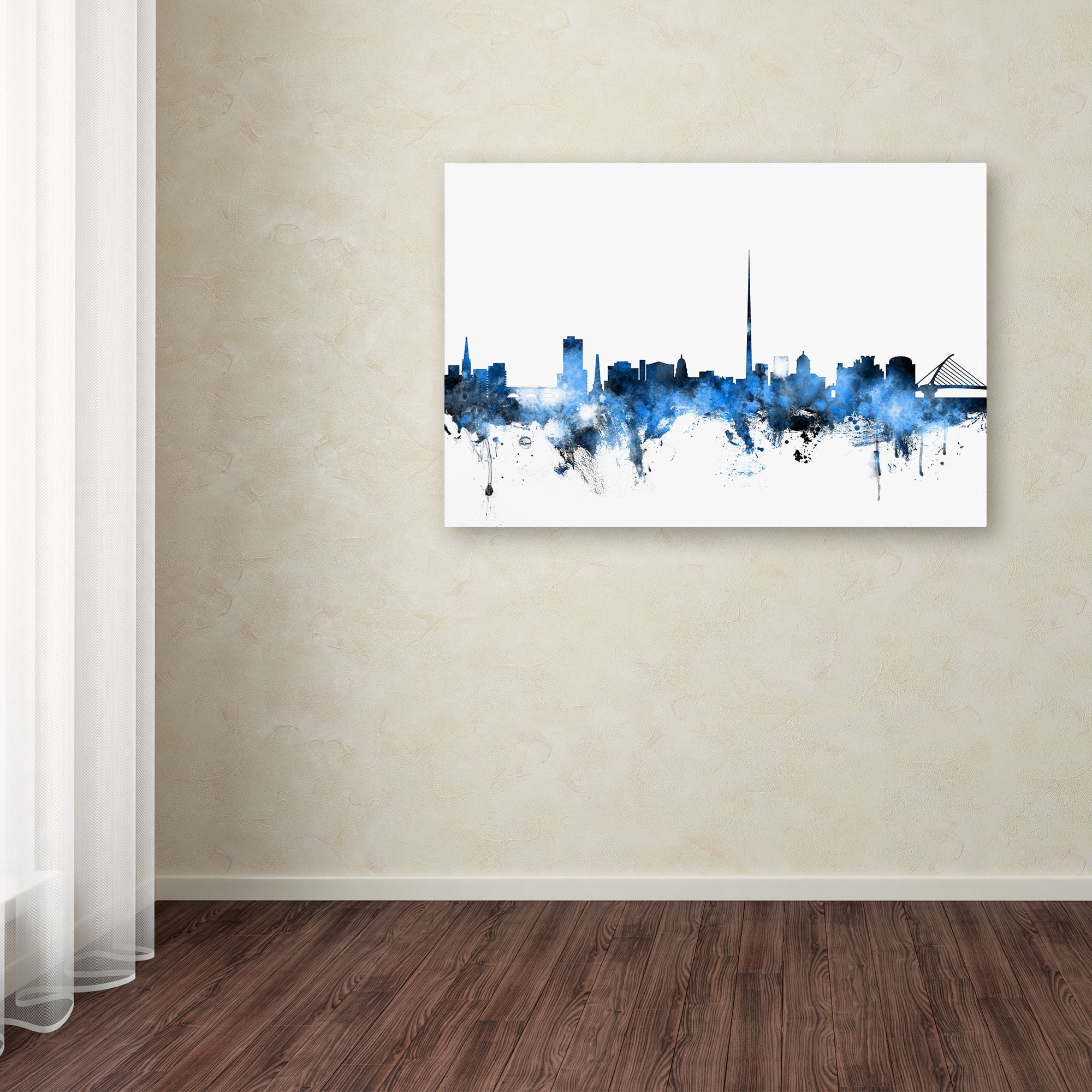 Trademark Fine Art "Dublin Ireland Skyline White" Canvas Art by Michael Tompsett