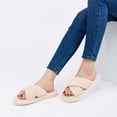 thumbnail image 6 of Ecetana Women's Slippers Soft Comfort House Shoes for Women Cross-Strap Fleece Slippers, 6 of 7