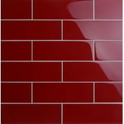 WS Tiles Sample - Premium American Red 4 in. x 12 in. Glass Subway Wall Tile (Sample)