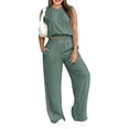 thumbnail image 2 of Dwellite Two Piece Sets for Women Sleeveless Crop Top Wide Leg Pant Sweat Set Tracksuits 2026 Summer Green M, 2 of 4