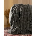 thumbnail image 5 of Ultra Soft Cozy Faux Fur Throw Blanket-Fuzzy Plush Thick Bubble Blanket, Fluffy Blanket for Couch, Sofa, Bedroom, and Living Room, 50x60 Inches, Dark Grey Taupe, 5 of 6