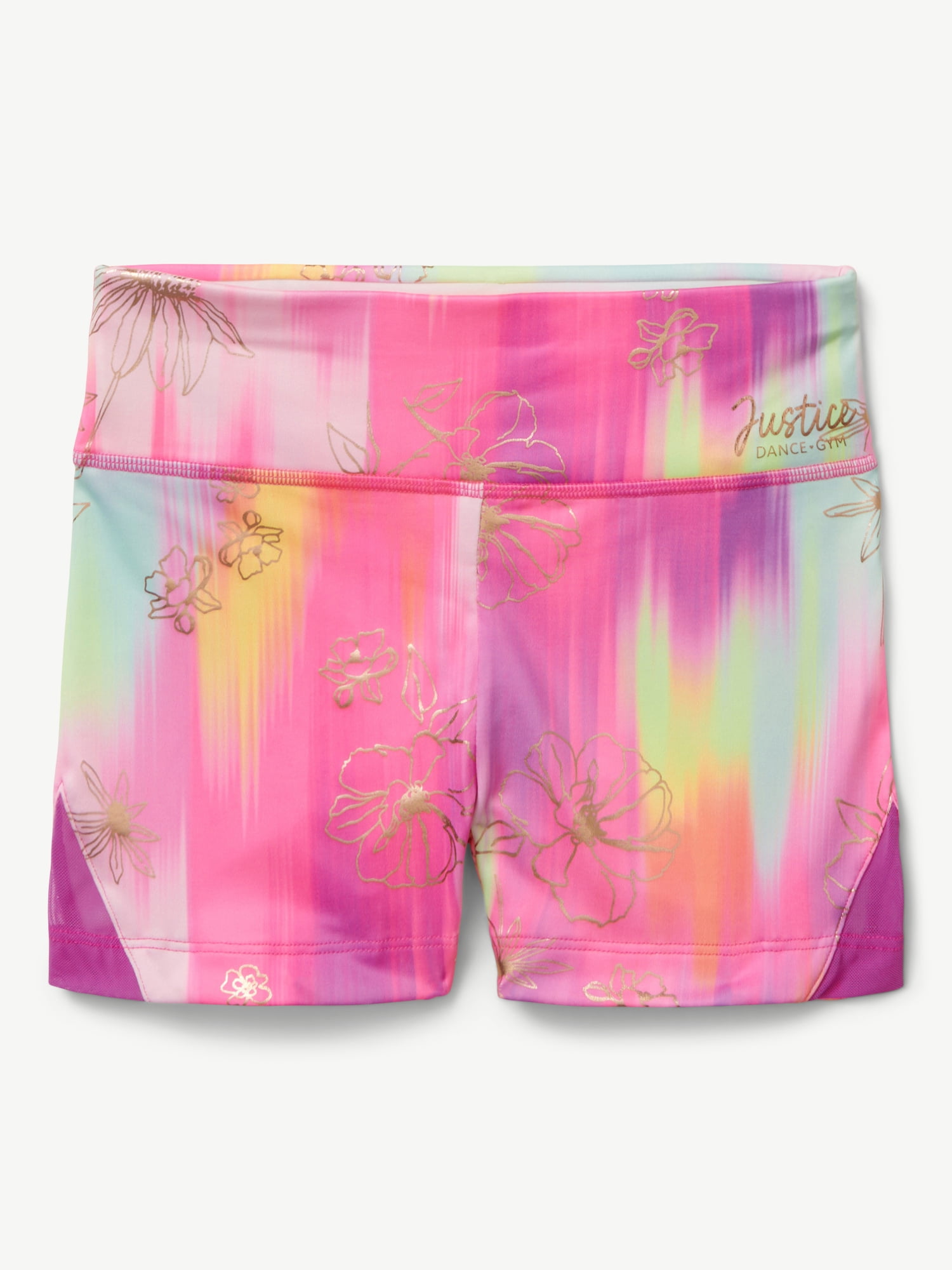 Justice High Waisted Mesh Side Spandex Dance Shorts for Girls, Sizes XS-XL