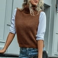 thumbnail image 3 of Fesfesfes Women Sweaters Casual Slim Sleeveless Turtleneck Sweater Knitted Pullover Vest Clothes Sale, 3 of 4