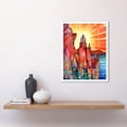 thumbnail image 2 of Sunset Over Temple On Cliffs Folk Art Art Print Framed Poster Wall Decor 12x16 inch, 2 of 5