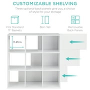 Best Choice Products 9-Cube Bookshelf, 11in Display Storage Organizer w/ 3 Removable Back Panels - White