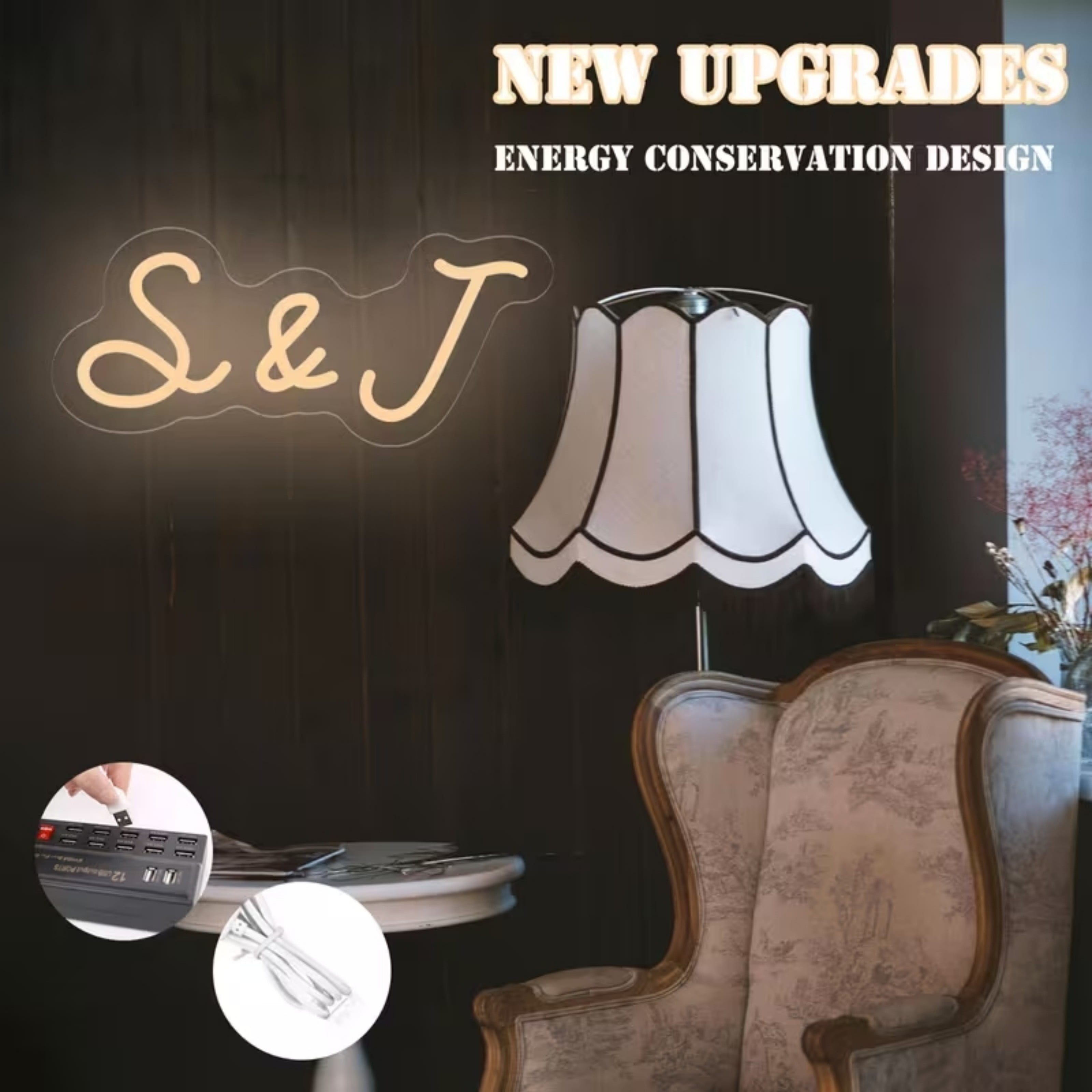 UPONRAY Single Line Custom Neon Signs with &, Usb Powered with Adjustable Brightness Wall Decor for Gifts, Green, 14 inch