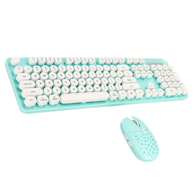 Clavier et Souris Combo, Clavier Ergonomique Compact Silencieux 2.4G, Clavier et Souris USB Sans Fil Réglables 3 DPI avec Touches Rondes pour PC, Ordinateur Portable