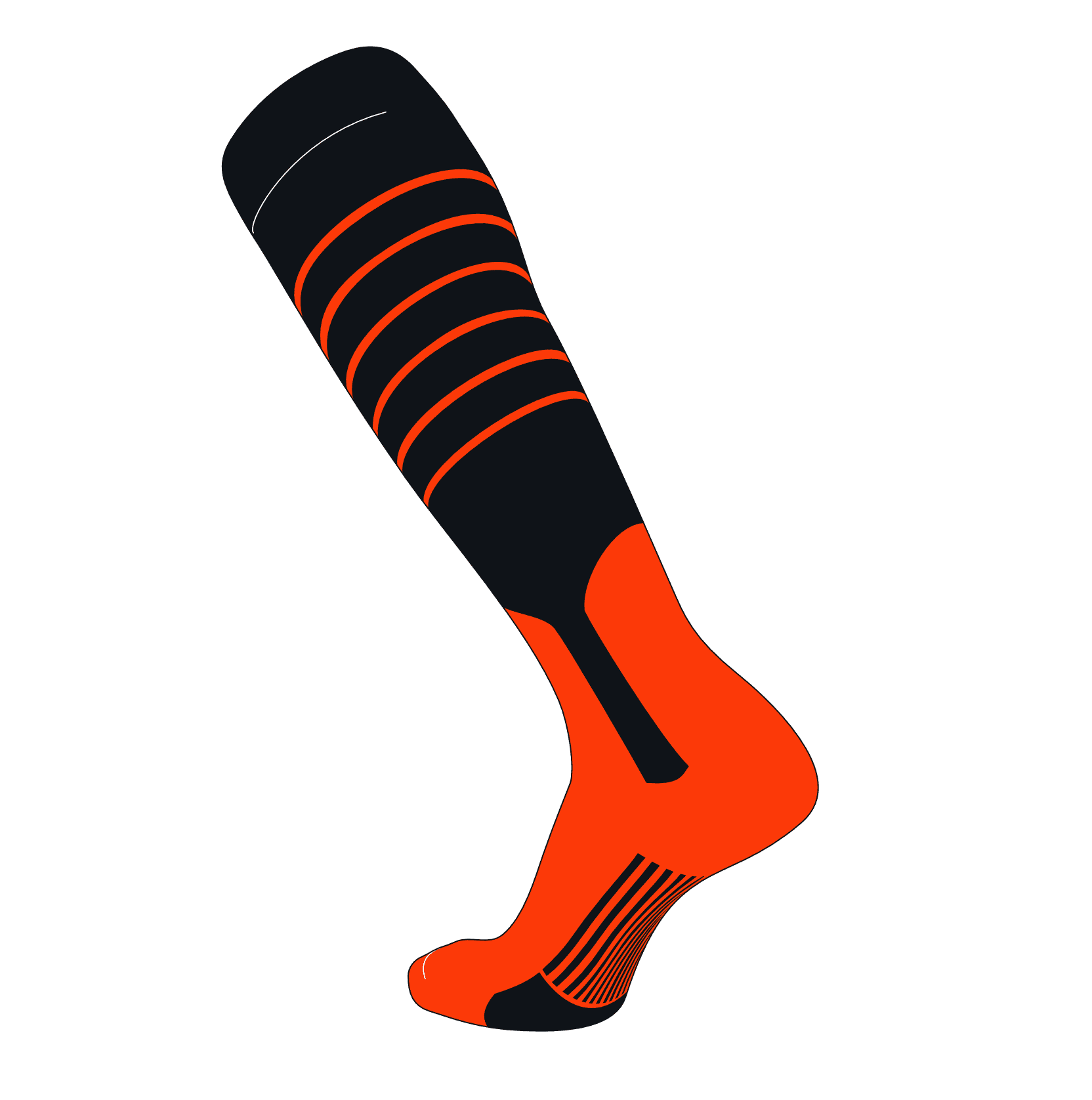 C, 5in Black Orange TCK Elite Baseball Knee High Stirrup Socks 