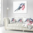 thumbnail image 3 of Designart Bird in Blue and Red - Watercolor Animal Throw Pillow - 16x16, 3 of 5