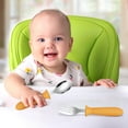 thumbnail image 3 of 304 Stainless Steel Baby Spoon Baby Fork Kids Fork Spoon 2-Piece Set With Silcone Handle Baby Feeding Spoon Training Children Learn To Use Spoons And Fork, 3 of 5