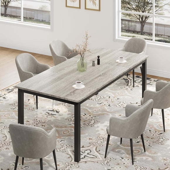 Eastvita 6-8 Person Dining Table Farmhouse Large Rectangular Kitchen Table with Sturdy Metal Legs for Small Kitchens/Dining/Office Areas