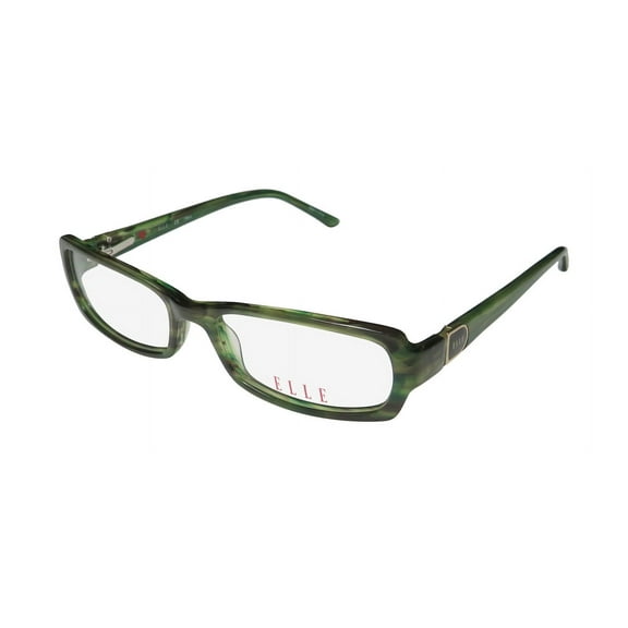 NEW ELLE 13335 WOMENS/LADIES RECTANGULAR FULL-RIM GREEN UNIQUE DESIGN GORGEOUS PERFECT FOR SCHOOL FRAME DEMO LENSES 51-16-135 FLEXIBLE HINGES EYEGLASSES/EYEWEAR