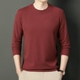 thumbnail image 5 of Men's Autumn Waffle Round Neck Long Sleeve Solid Color Versatile T-shirt, 5 of 8