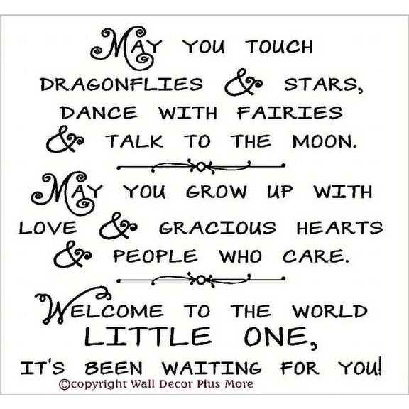 Wall Decor Plus More Dragonflies Stars Welcome Little One Wall Sticker 23x22 (Black)