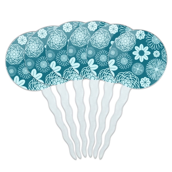 Geometric Flower Pattern Cupcake Picks Toppers Decoration Set of 6