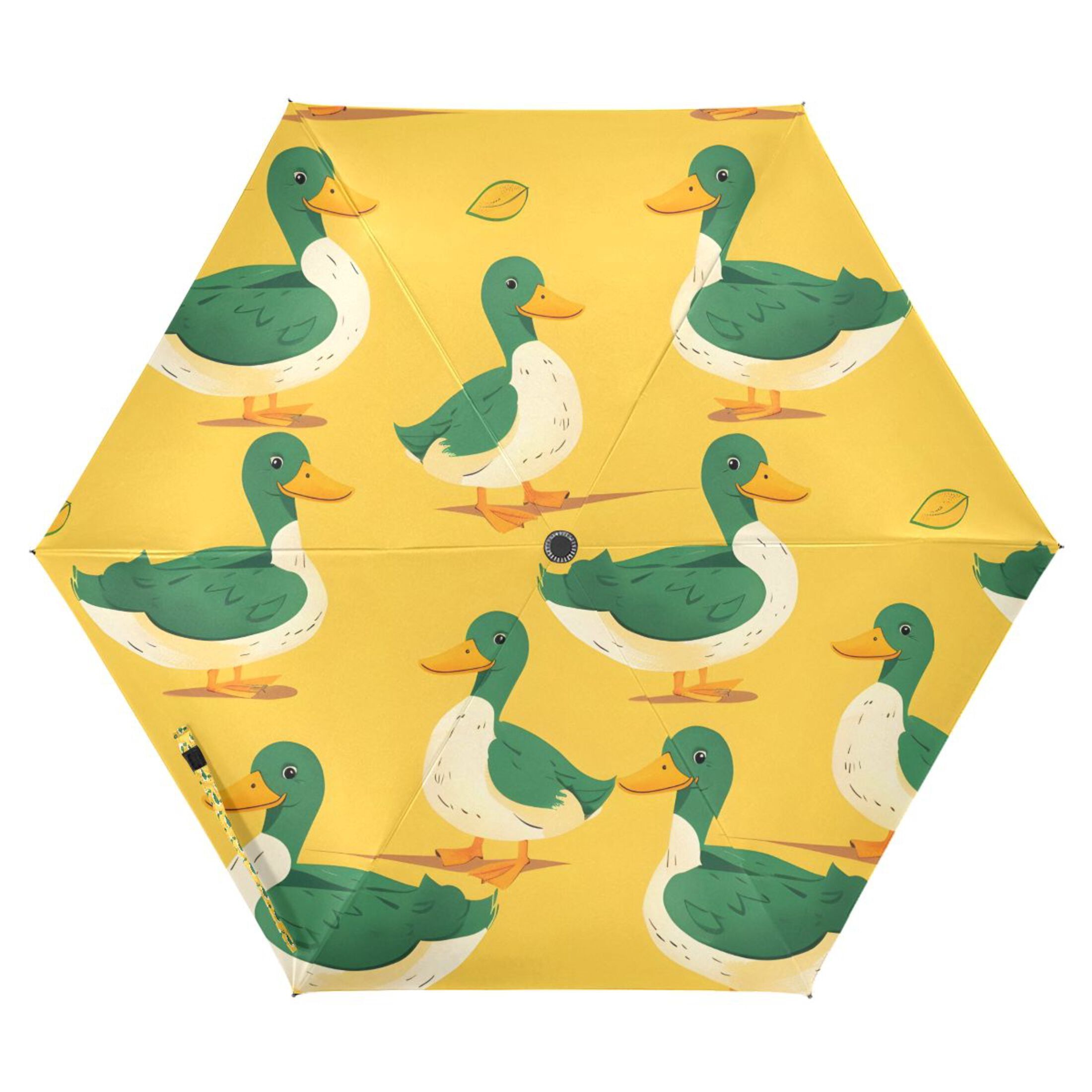 Cartoon Happy Duck Compact Sun Umbrella Windproof Travel Umbrellas for Rain Strong Portable UV Protection