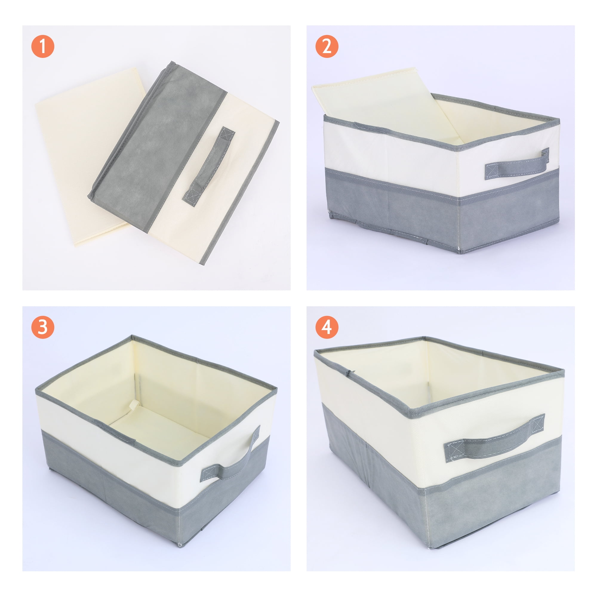 Unique Bargains Fabric Storage Cube Storage Bin Storage Basket Grey 5.7*9.5*6.7in