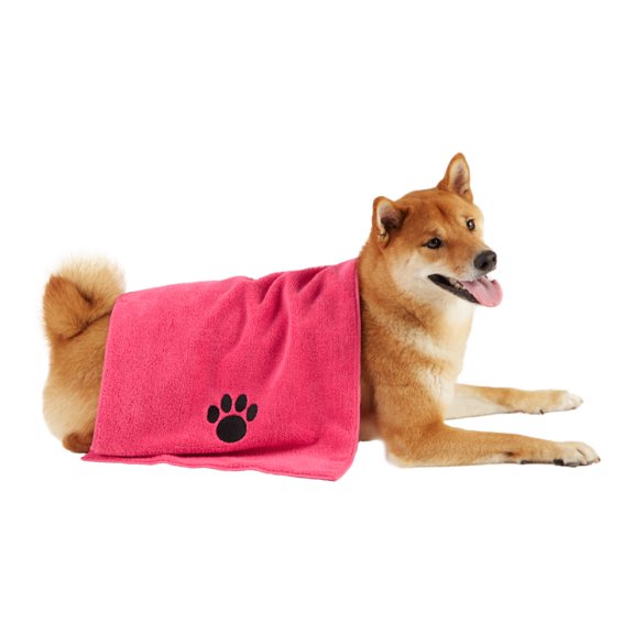 Bone Dry Pet Grooming Towel, Absorbent Microfiber Drying Set, 15x30", Raspberry, 3 Count
